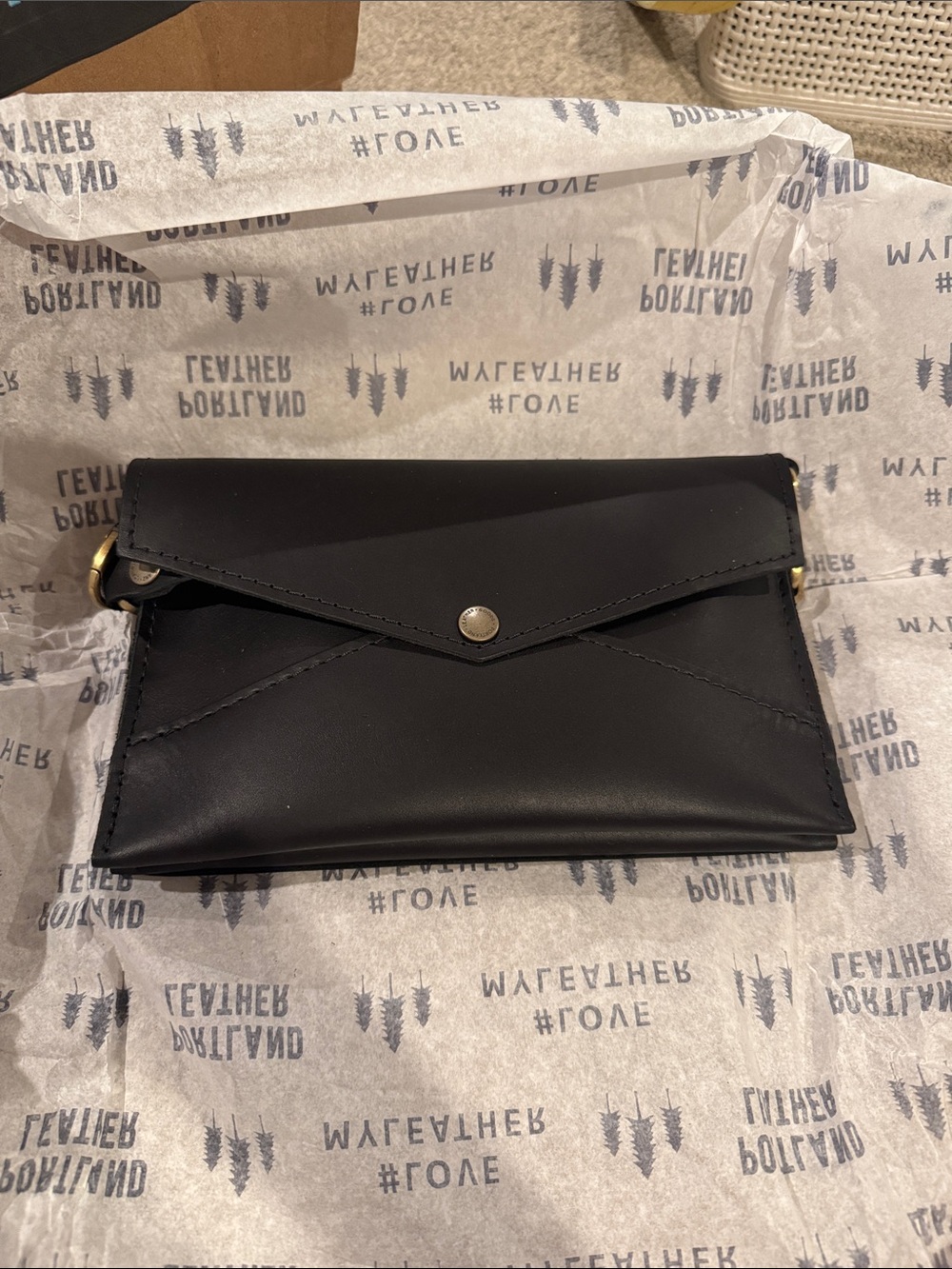 NWT Black Portland Leather Envelope Crossbody